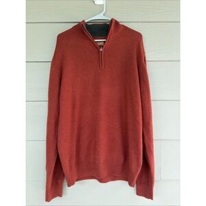 Schoffel Jumper Burnt Orange Rust Lambs Wool 1/4 Zip Country Sweater Mens Large